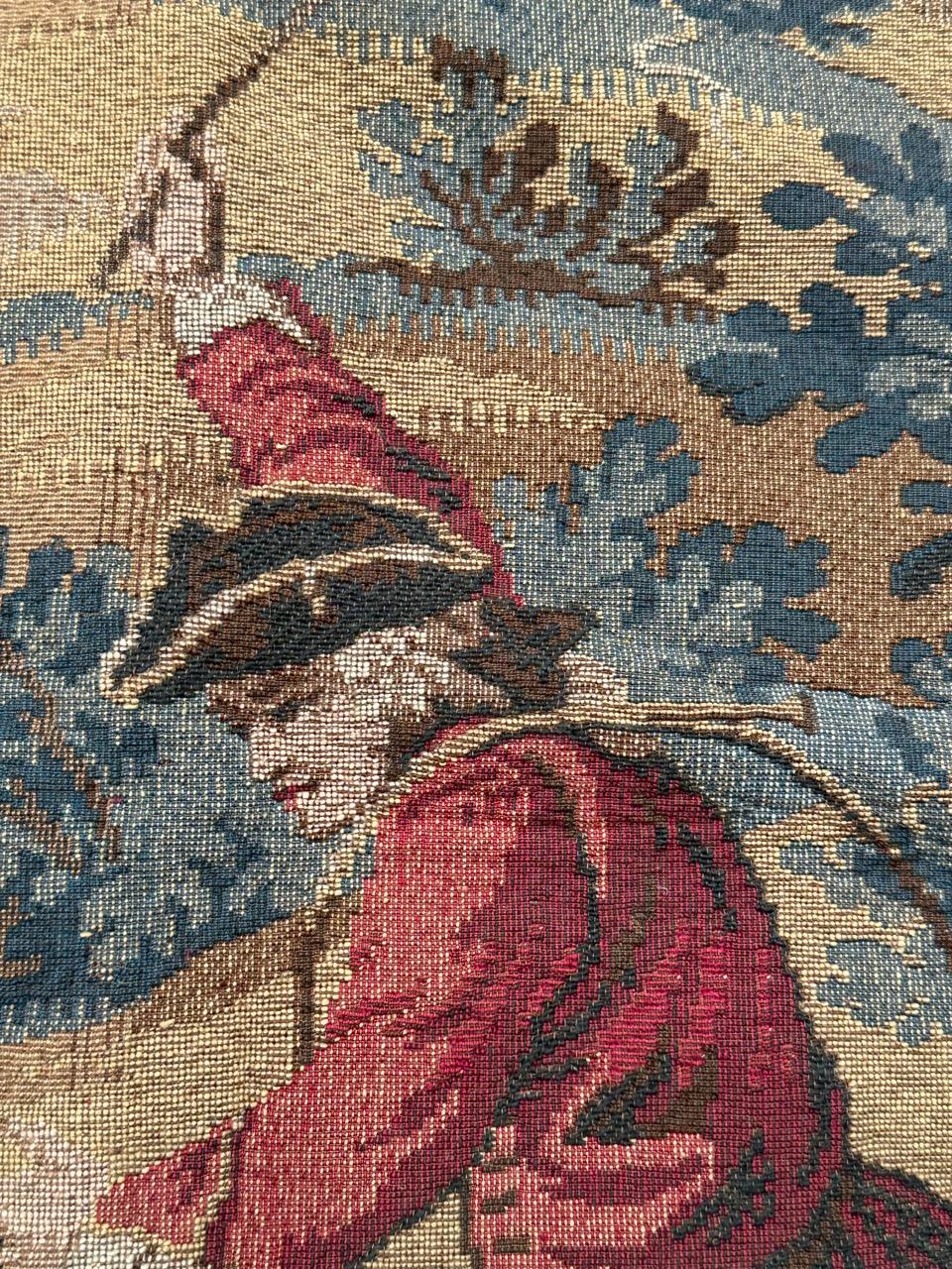 Grazioso arazzo jacquard francese d'epoca in stile Aubusson 