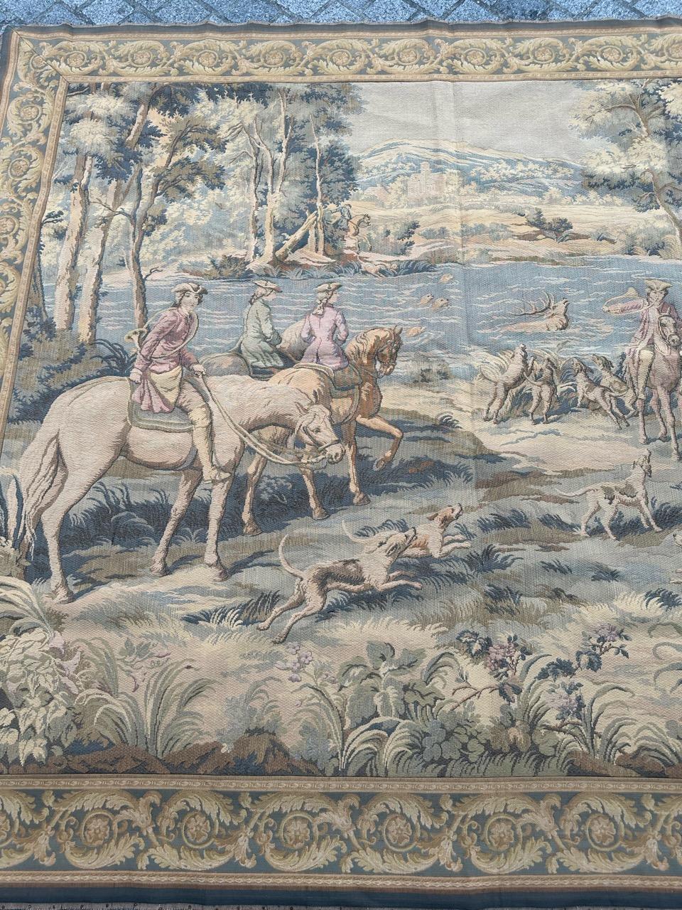 Hübscher französischer Jacquard-Wandteppich im Aubusson-Stil 