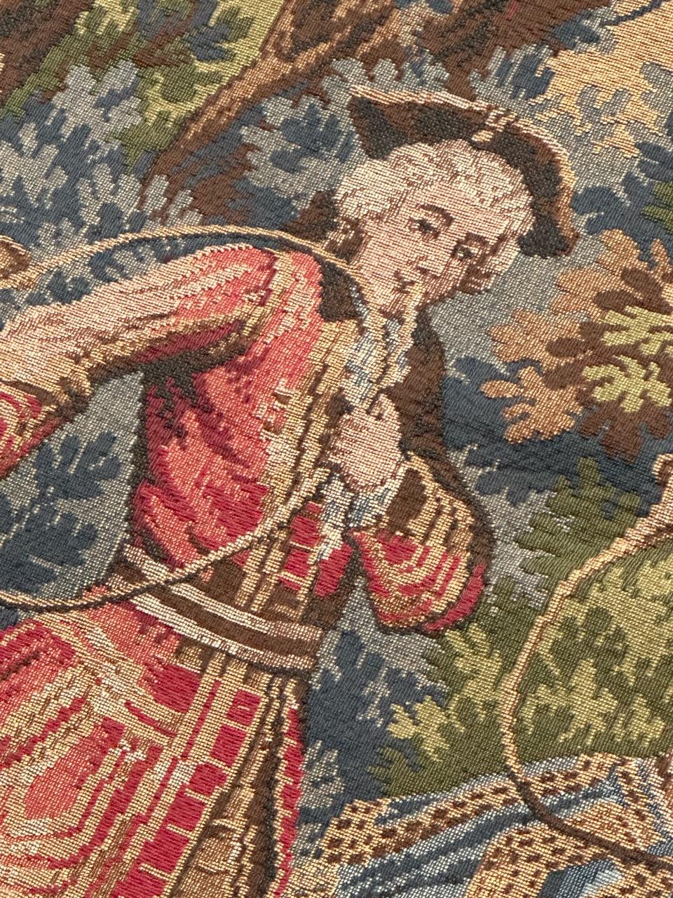 Francese Grazioso arazzo jacquard francese d'epoca in stile Aubusson 