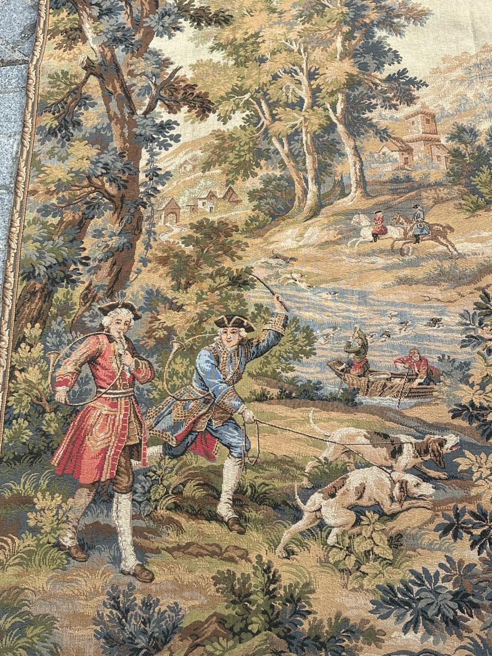 Francese Grazioso arazzo jacquard francese d'epoca in stile Aubusson 