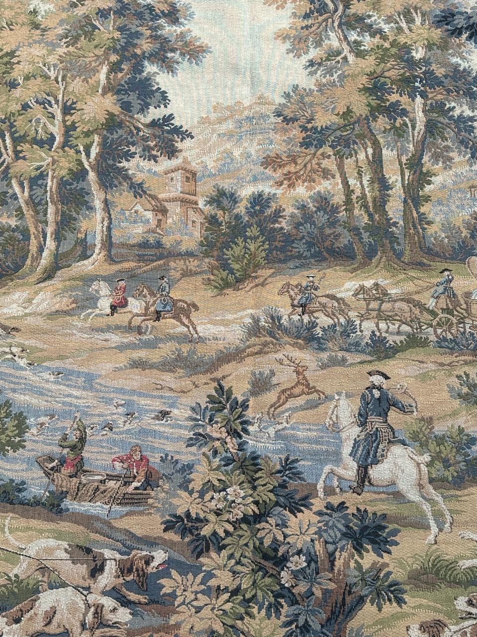 Fatto a macchina Grazioso arazzo jacquard francese d'epoca in stile Aubusson 