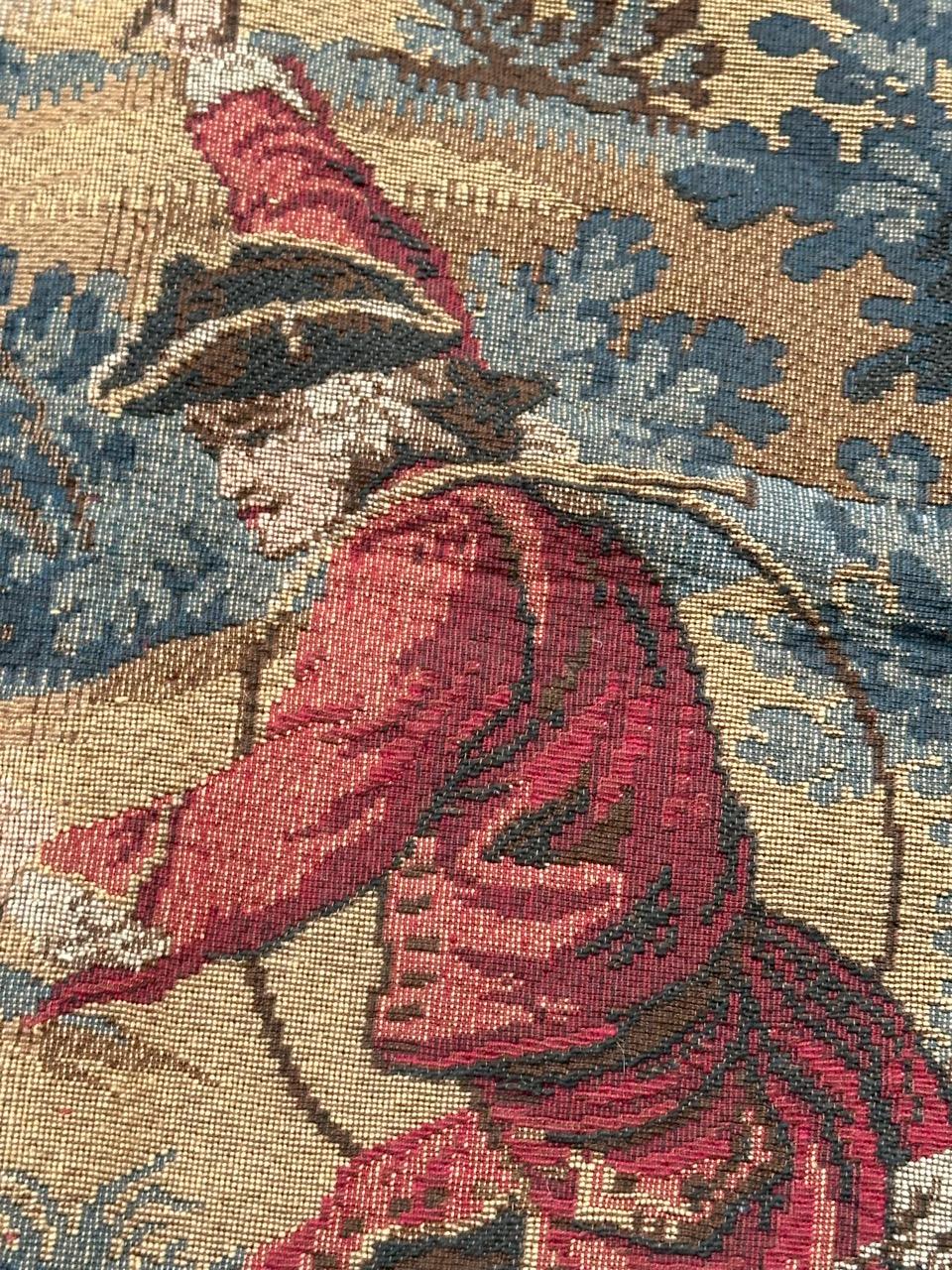 Grazioso arazzo jacquard francese d'epoca in stile Aubusson 