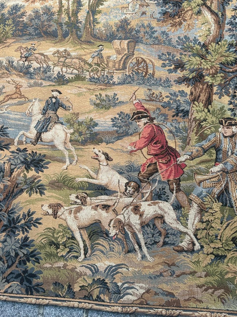 Grazioso arazzo jacquard francese d'epoca in stile Aubusson 