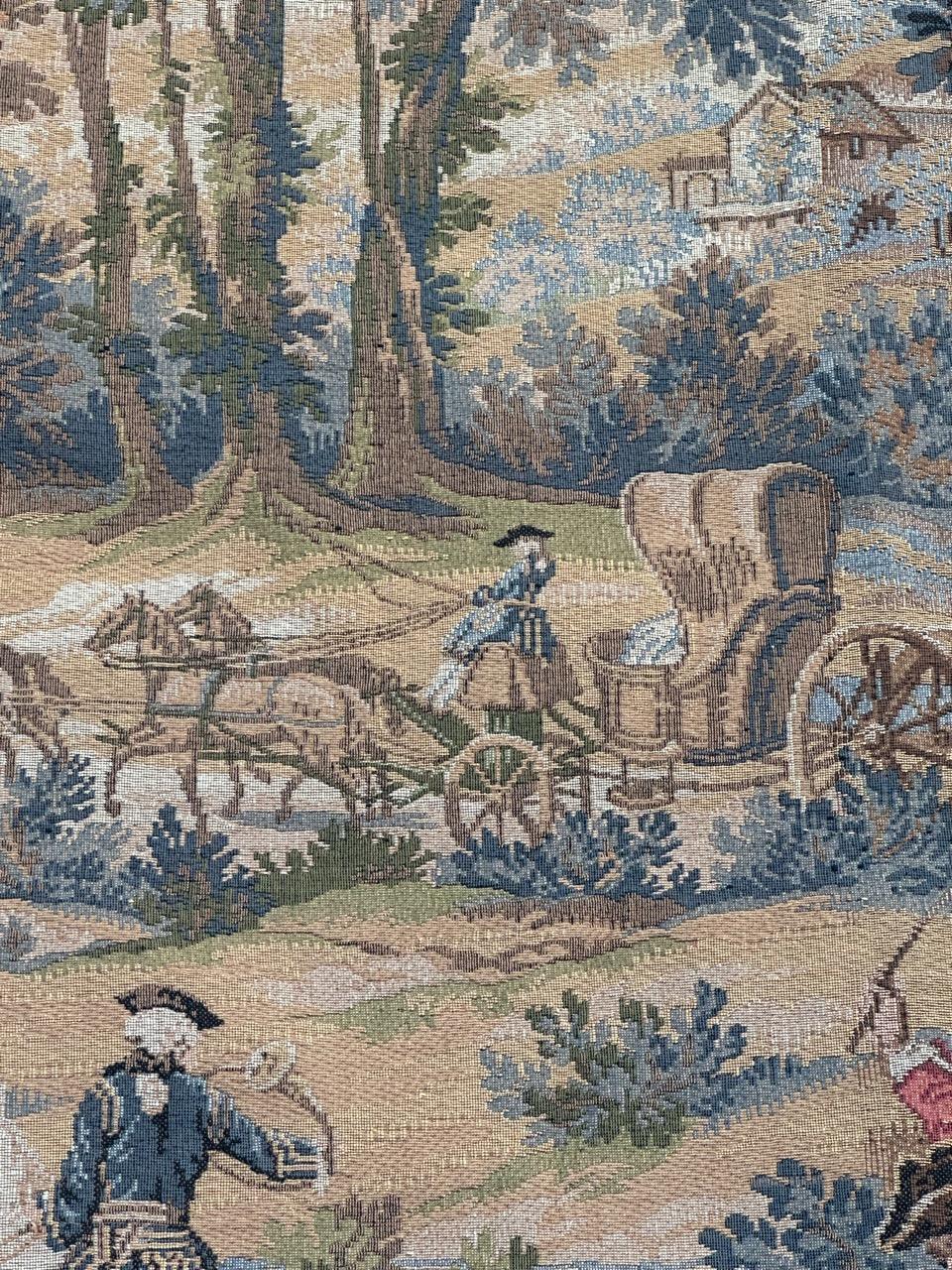 Grazioso arazzo jacquard francese d'epoca in stile Aubusson 
