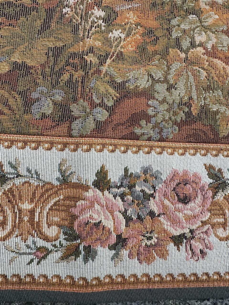 Pretty Vintage French Aubusson Style Jacquard Tapestry « pastoral loves » For Sale 13