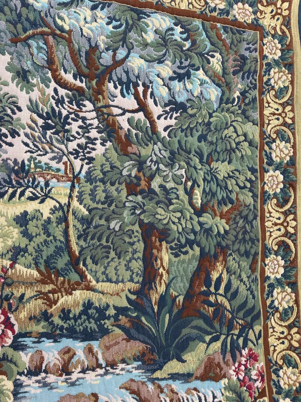 Pretty Vintage Französischer Jacquard-Wandteppich im Aubusson-Stil, Verdure im Angebot 5