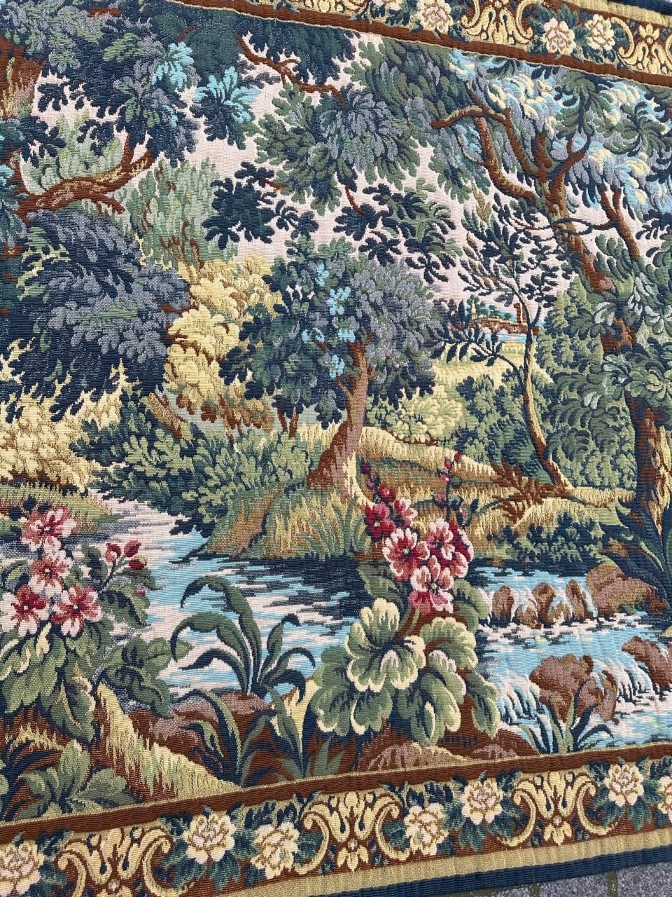 Pretty Vintage Französischer Jacquard-Wandteppich im Aubusson-Stil, Verdure im Angebot 6