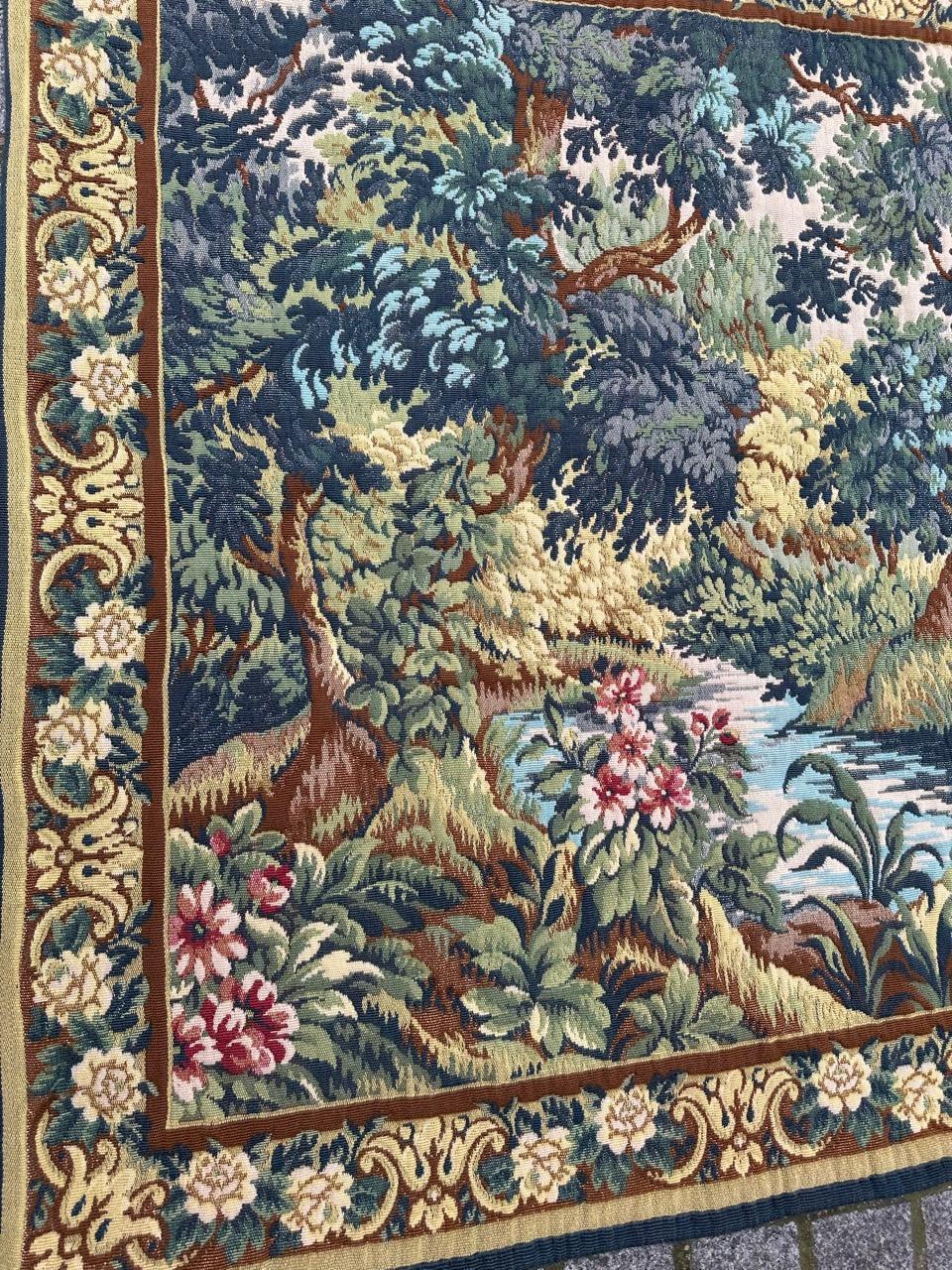 Pretty Vintage Französischer Jacquard-Wandteppich im Aubusson-Stil, Verdure im Angebot 7