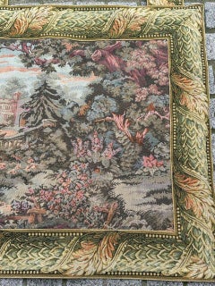 Pretty vintage French Aubusson Style Jacquard Tapestry « Verdure»