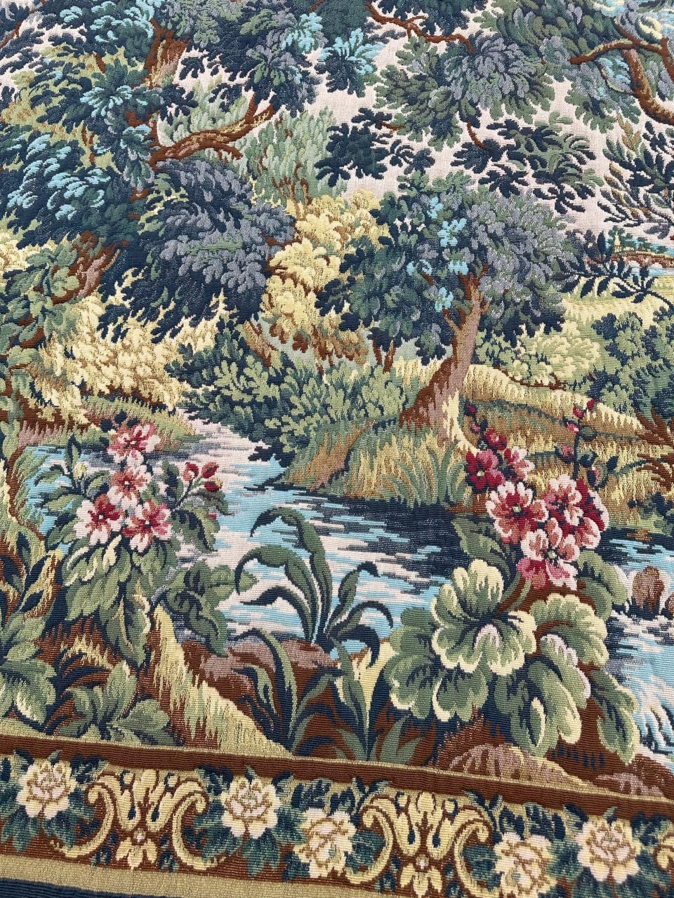 Pretty Vintage Französischer Jacquard-Wandteppich im Aubusson-Stil, Verdure im Zustand „Gut“ im Angebot in Saint Ouen, FR