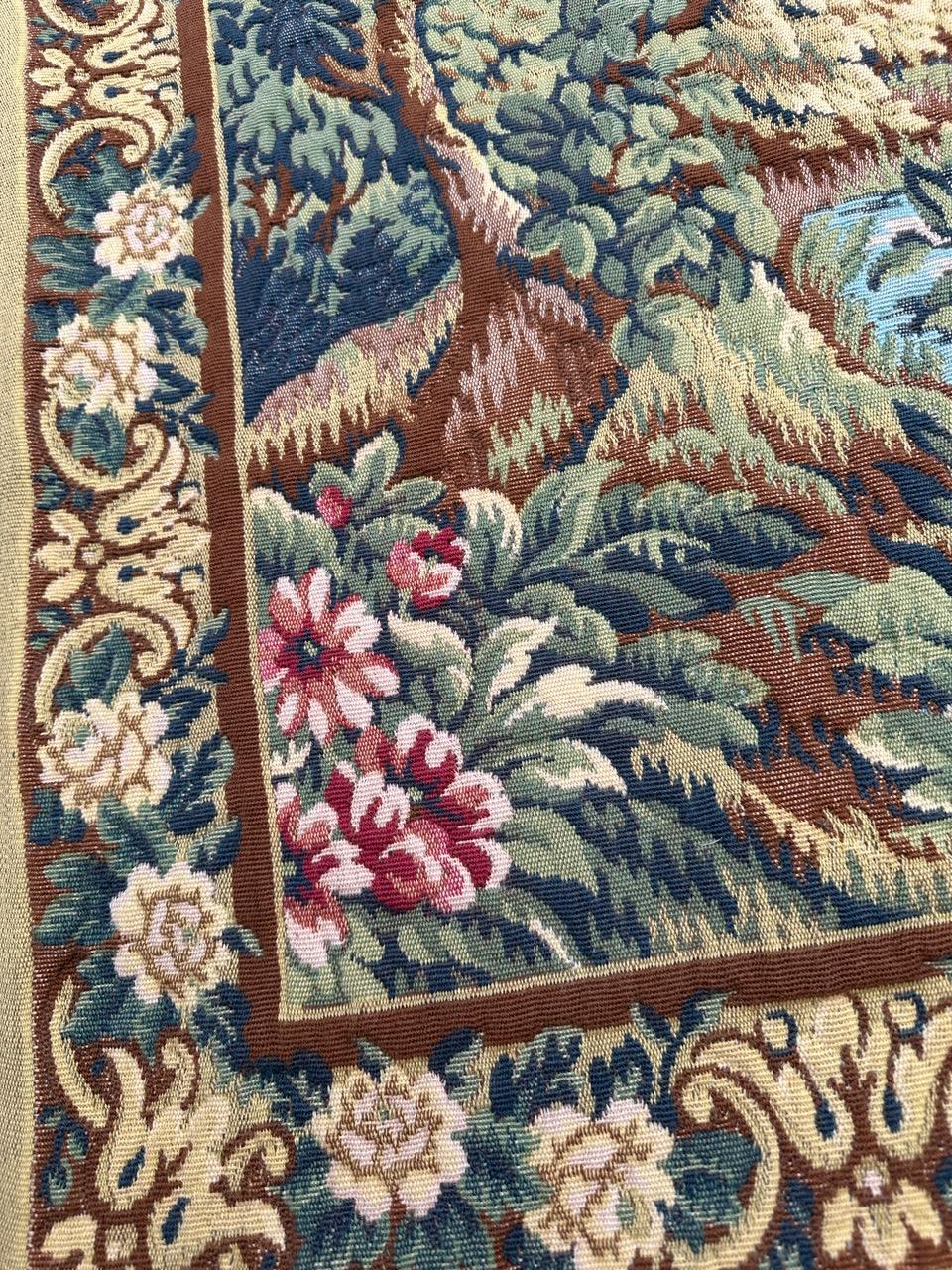 Pretty Vintage Französischer Jacquard-Wandteppich im Aubusson-Stil, Verdure (Wolle) im Angebot