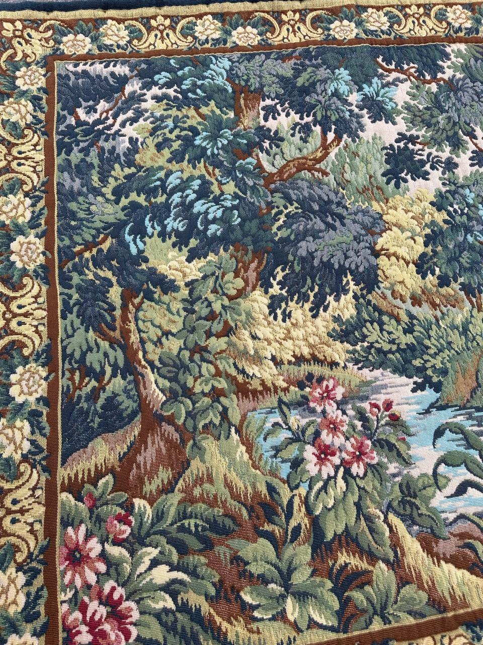 Pretty Vintage Französischer Jacquard-Wandteppich im Aubusson-Stil, Verdure im Angebot 1