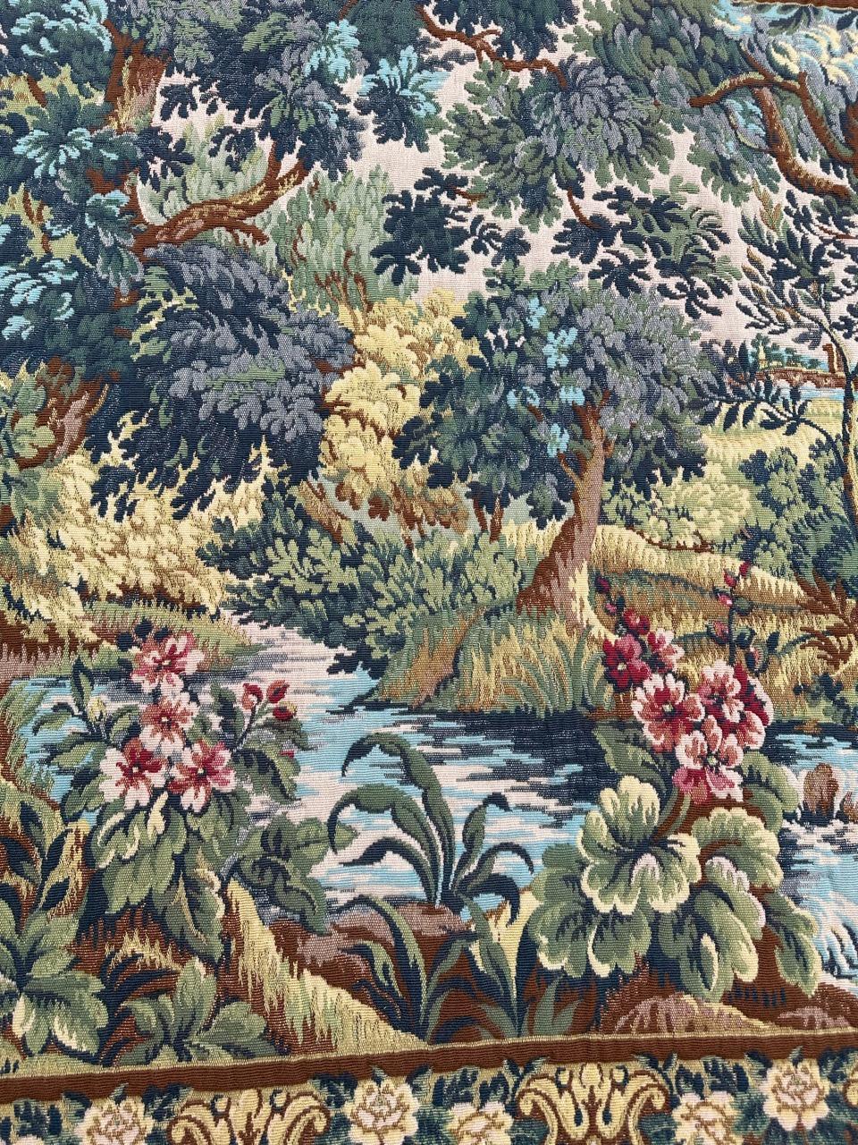 Pretty Vintage Französischer Jacquard-Wandteppich im Aubusson-Stil, Verdure im Angebot 2