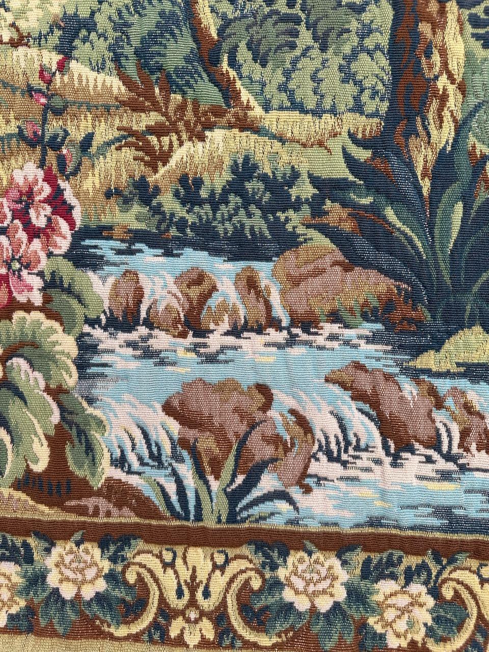 Pretty Vintage Französischer Jacquard-Wandteppich im Aubusson-Stil, Verdure im Angebot 3