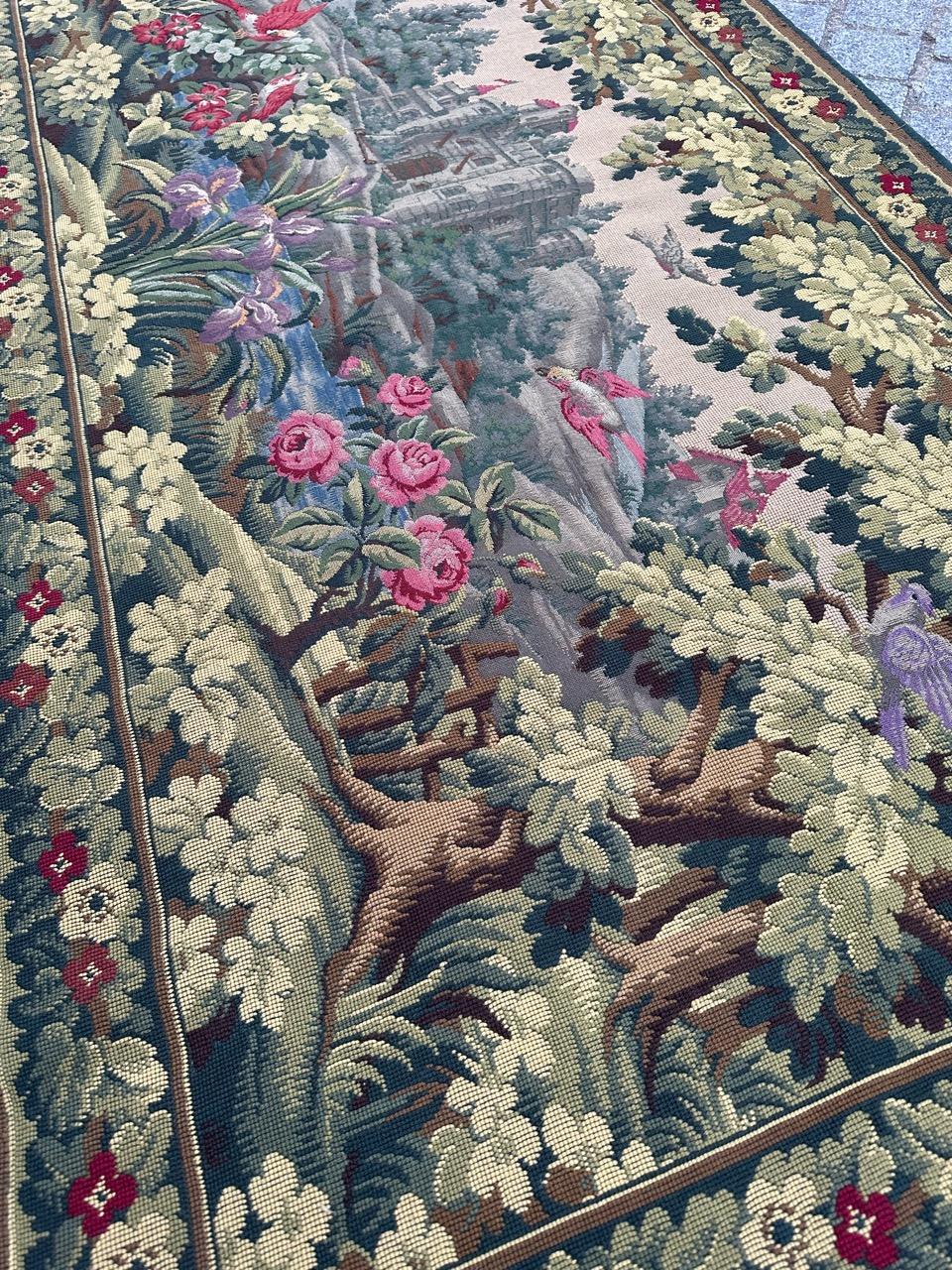 Bobyrug’s Pretty vintage french Aubusson style Jaquar tapestry  For Sale 6