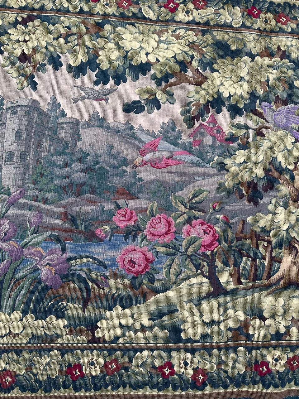 French Bobyrug’s Pretty vintage french Aubusson style Jaquar tapestry  For Sale