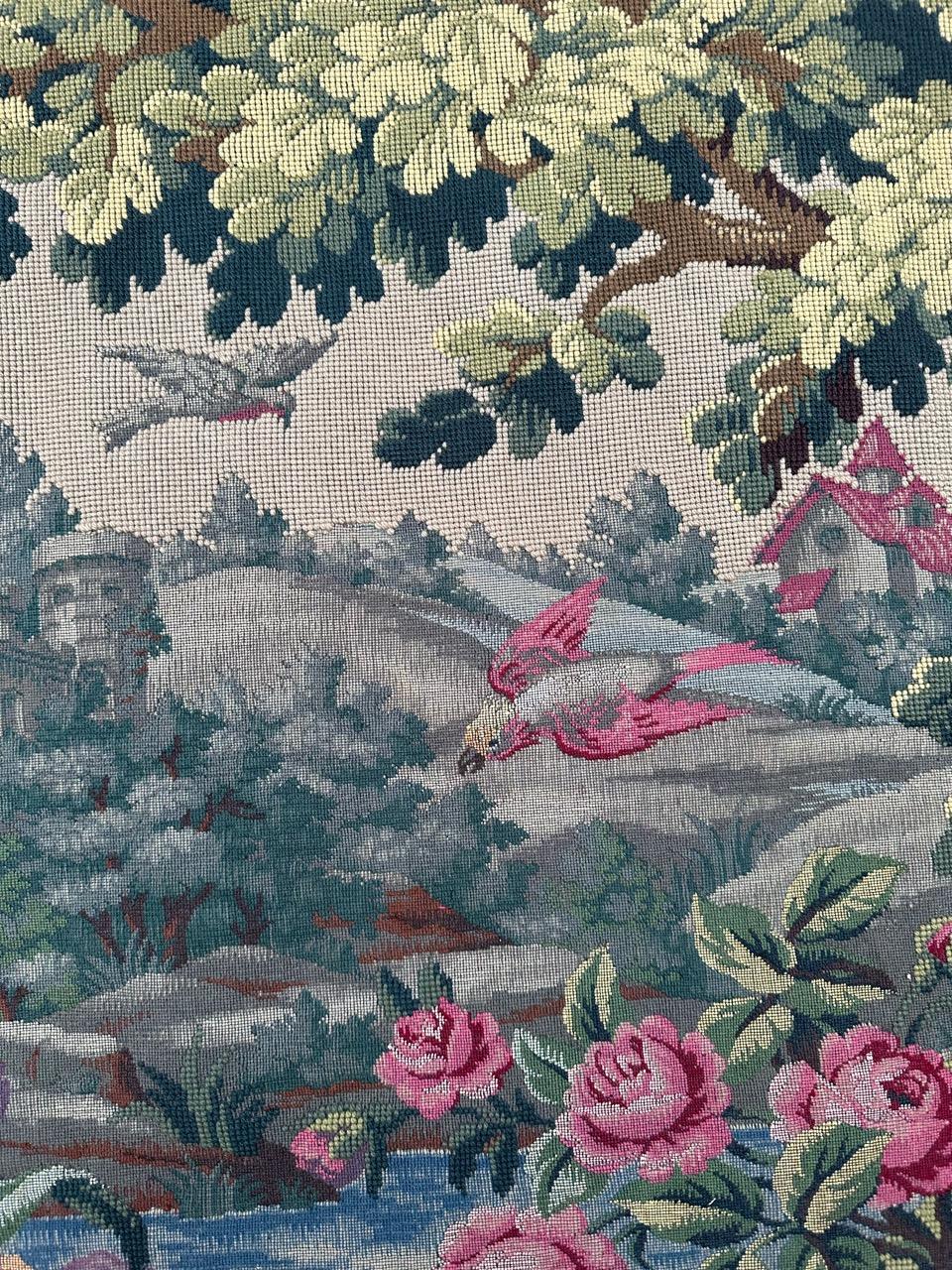 Bobyrug’s Pretty vintage french Aubusson style Jaquar tapestry  For Sale 2