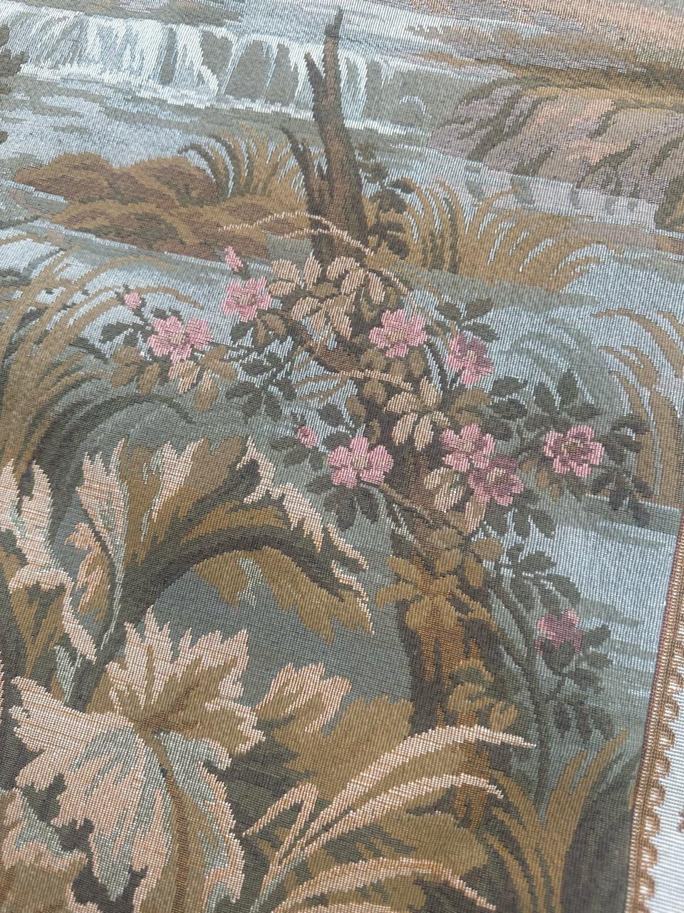 Schöner französischer Jaquar-Wandteppich im Aubusson-Stil, Gallant-Meeting im Angebot 5
