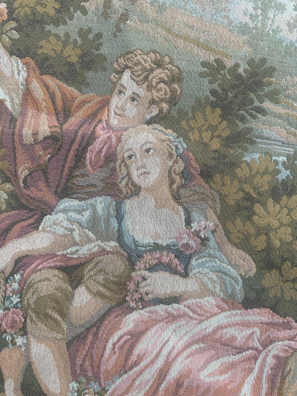 Schöner französischer Jaquar-Wandteppich im Aubusson-Stil, Gallant-Meeting im Angebot 6