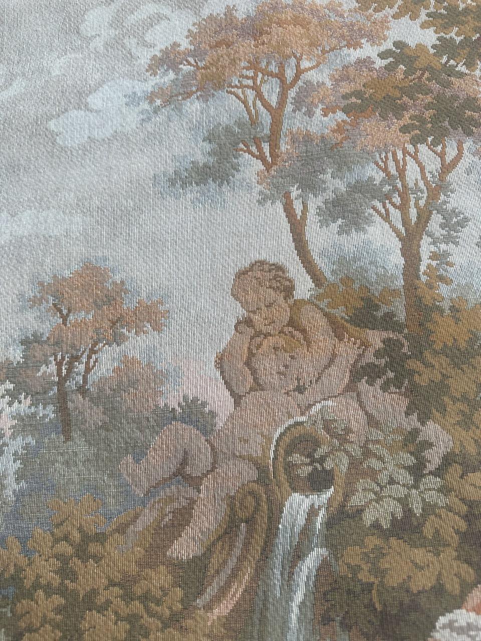 Schöner französischer Jaquar-Wandteppich im Aubusson-Stil, Gallant-Meeting im Angebot 10