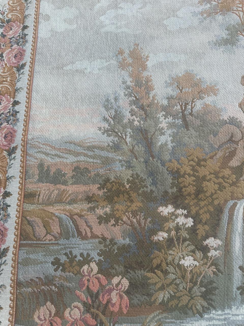 Schöner französischer Jaquar-Wandteppich im Aubusson-Stil, Gallant-Meeting im Angebot 11