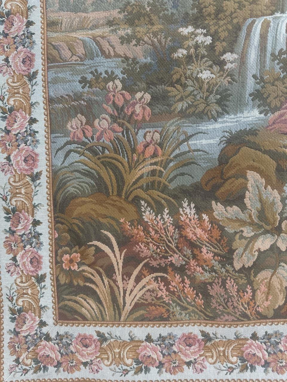 Schöner französischer Jaquar-Wandteppich im Aubusson-Stil, Gallant-Meeting im Angebot 12