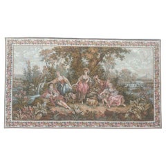 Pretty vintage French Aubusson style Jaquar Tapestry “ Gallant meeting”