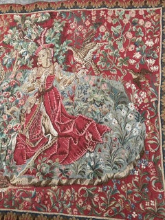 Bobyrug's Hübscher französischer Wandteppich im Aubusson-Stil Jaquar