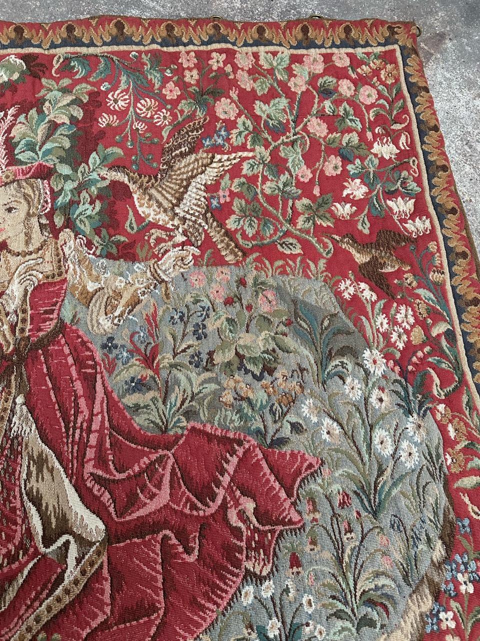 Bobyrug's Hübscher französischer Wandteppich im Aubusson-Stil Jaquar im Angebot 2