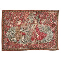 Bobyrug’s Pretty Vintage French Aubusson Style Jaquar Woven Tapestry