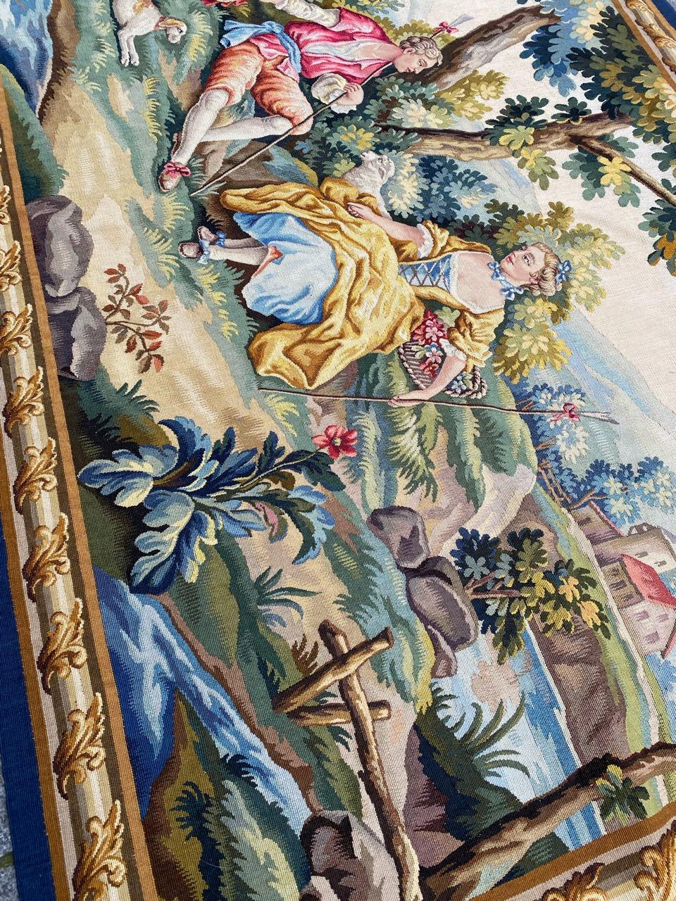 Bobyrug’s Pretty Vintage French Aubusson Tapestry For Sale 9
