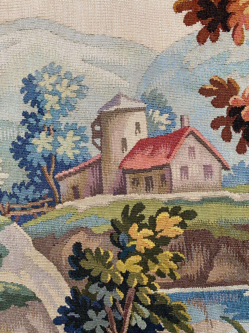 Bobyrug’s Pretty Vintage French Aubusson Tapestry For Sale 3