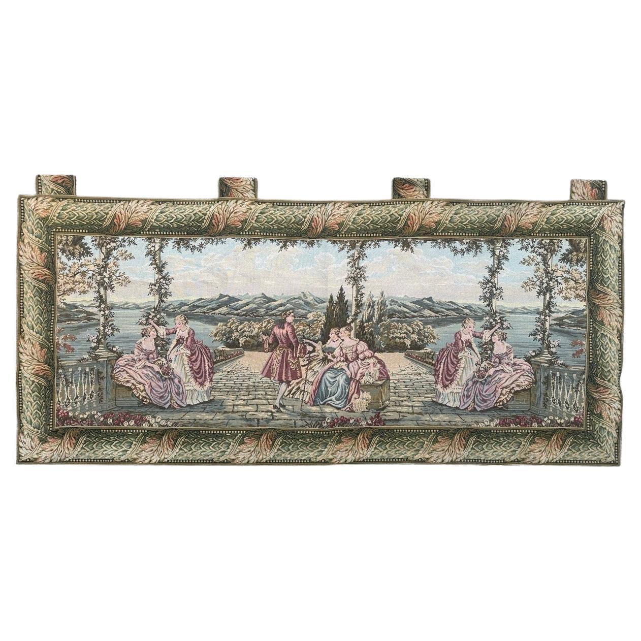 Hübsche Vintage Französisch flämischen Aubusson Stil Jacquard-Wandteppich "Damen und See" im Angebot