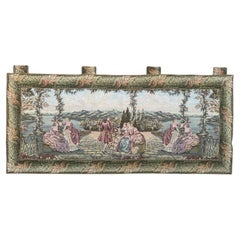 Pretty vintage French flemish Aubusson style Jacquard Tapestry “ladies and lake”