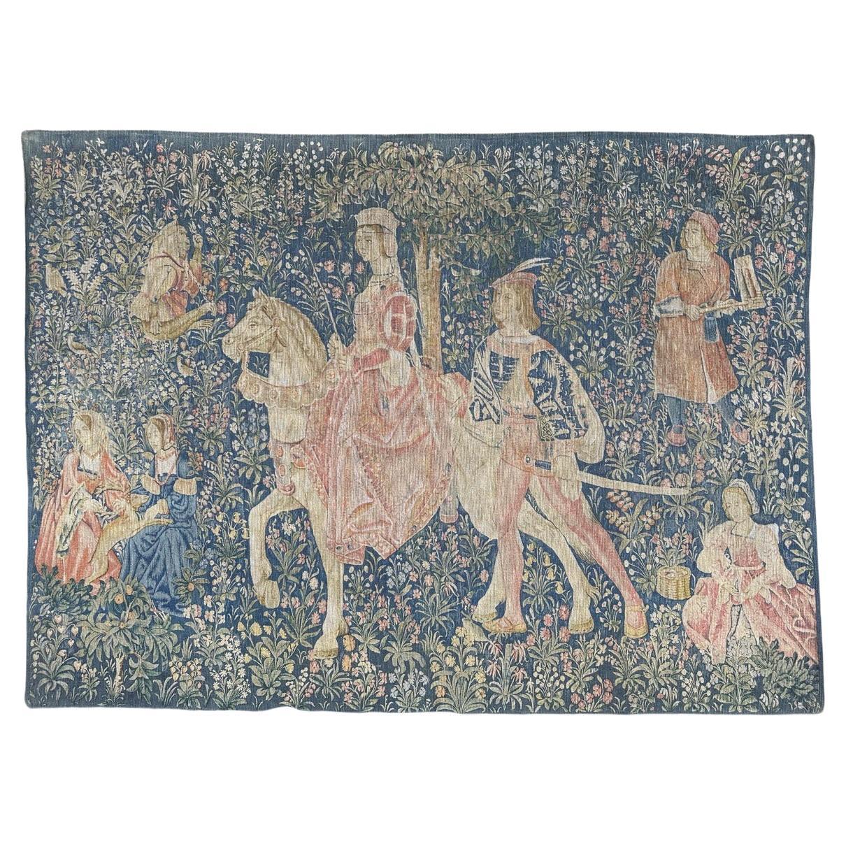 Bobyrug’s Vintage French Hand Printed Medieval Design Tapestry « Noble Amazon