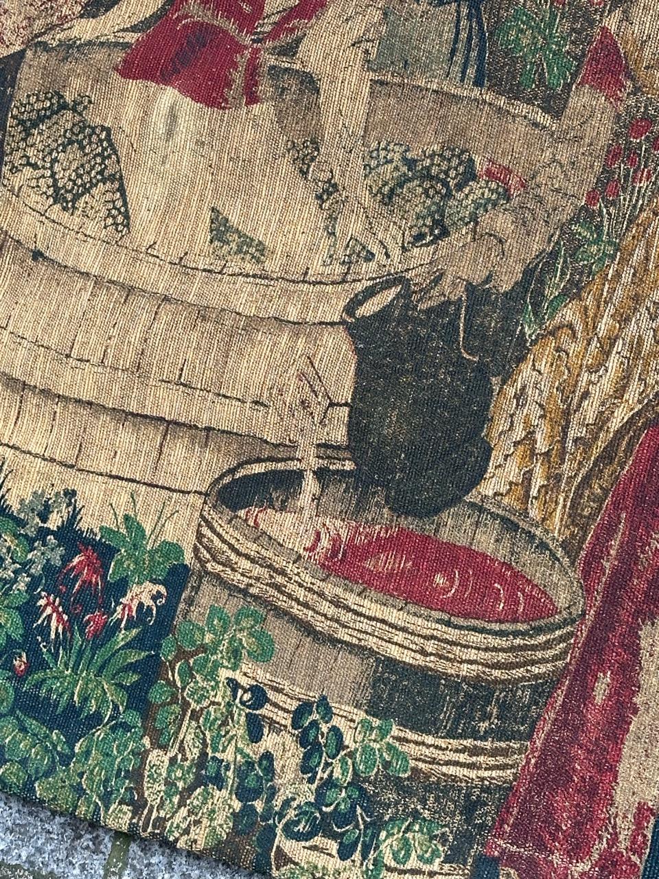 Jolie tapisserie française imprimée à la main, design de musée des Vendanges en vente 2