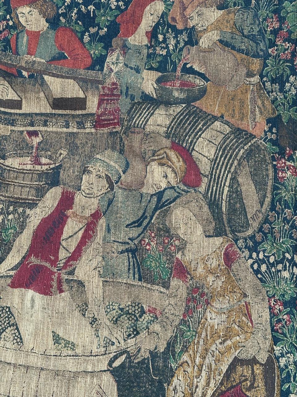 Jolie tapisserie française imprimée à la main, design de musée des Vendanges en vente 6