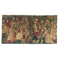 Pretty Vintage French hand printed Tapestry, Vendanges museum Design