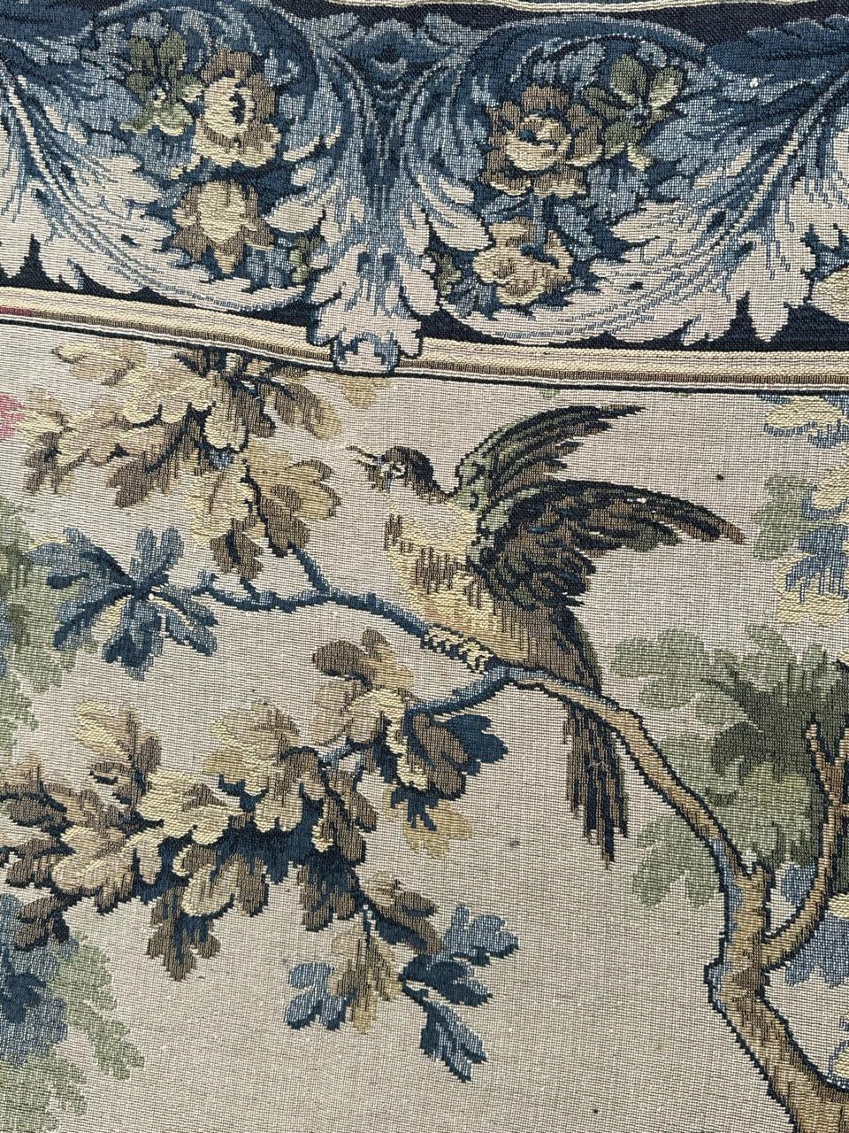 Bonito tapiz francés vintage de jacquard estilo Aubusson 
