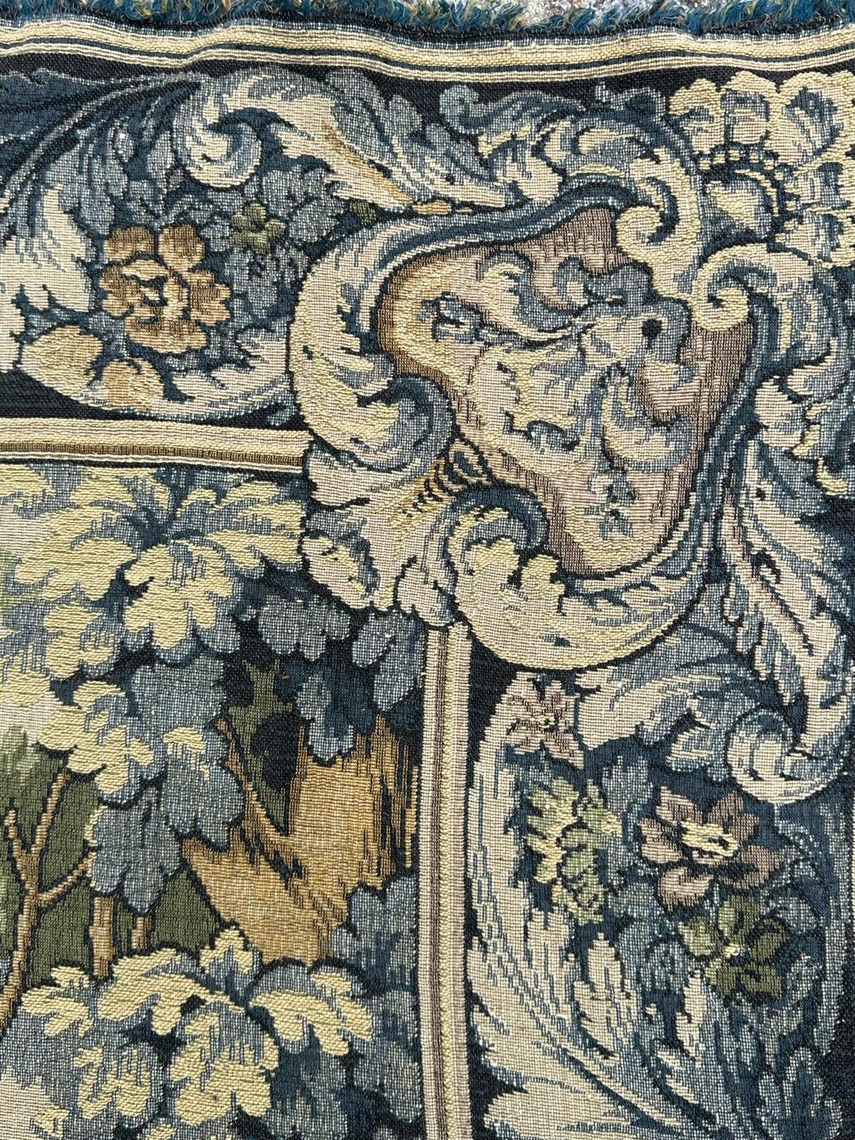 Bonito tapiz francés vintage de jacquard estilo Aubusson 