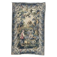 Jolie tapisserie jacquard vintage française style Aubusson " ferryman "
