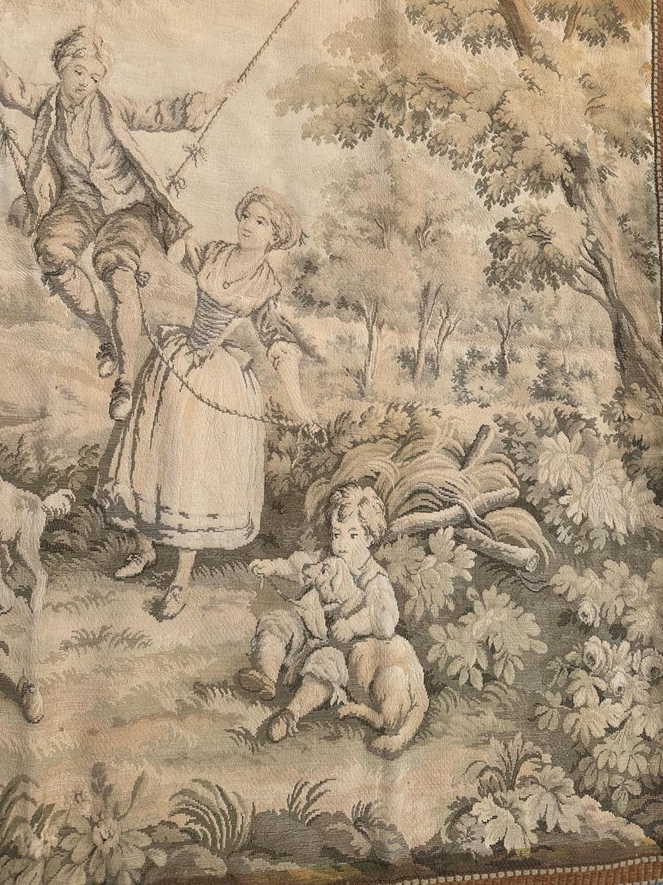 Schöner französischer Jacquard-Wandteppich im Aubusson-Stil im Vintage-Stil im Angebot 4
