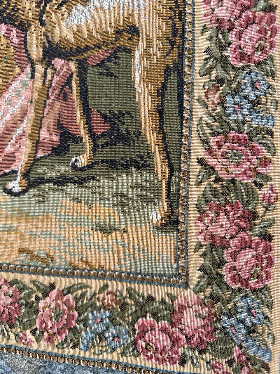 Bobyrug’s Pretty vintage French Jacquard Tapestry Aubusson style  For Sale 6