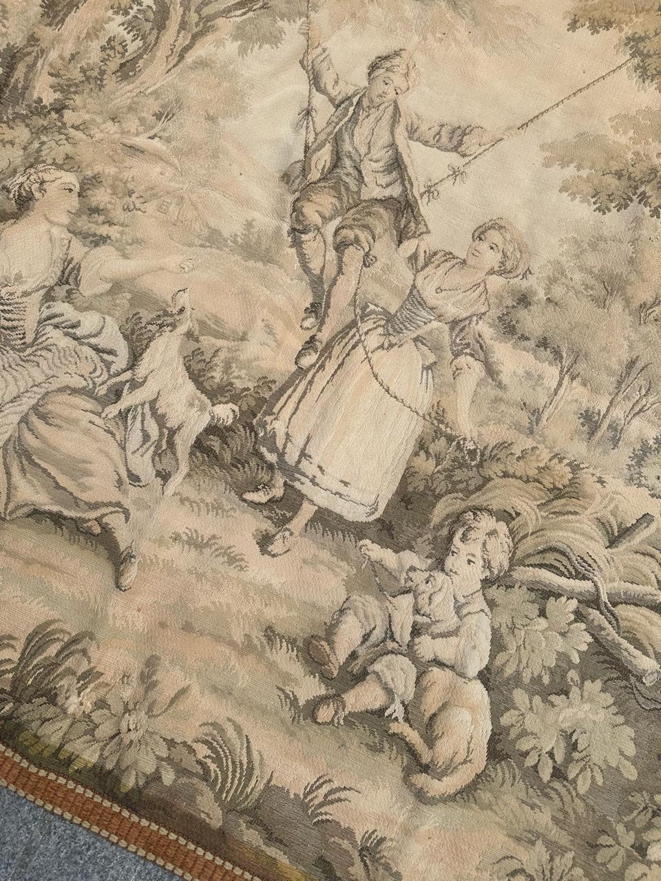 Schöner französischer Jacquard-Wandteppich im Aubusson-Stil im Vintage-Stil im Angebot 5