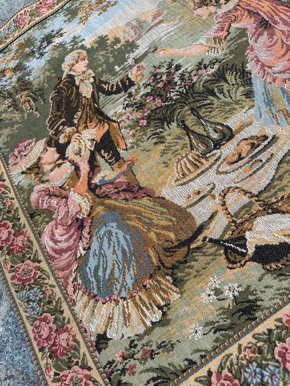 Bobyrug’s Pretty vintage French Jacquard Tapestry Aubusson style  For Sale 7