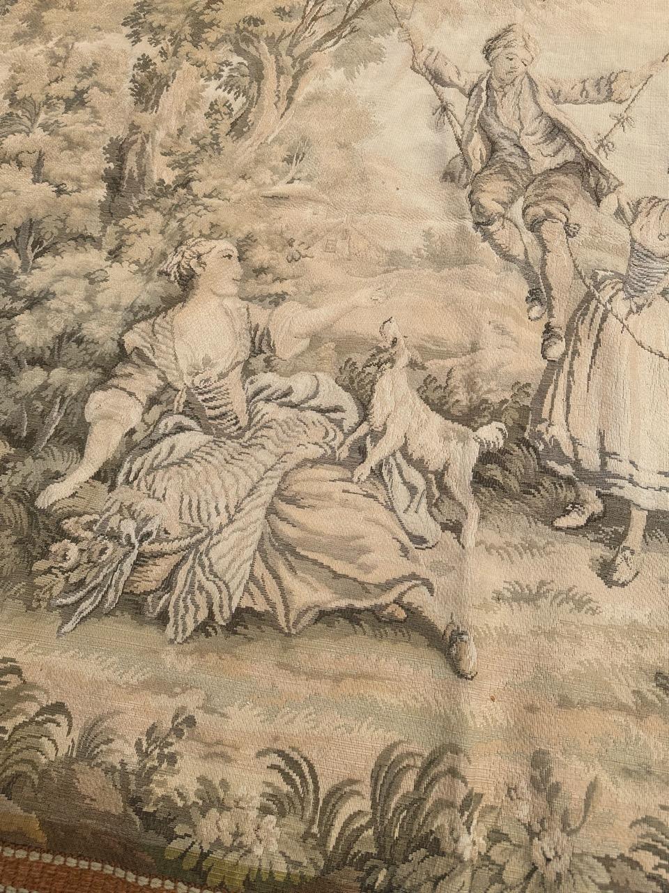 Schöner französischer Jacquard-Wandteppich im Aubusson-Stil im Vintage-Stil im Angebot 6