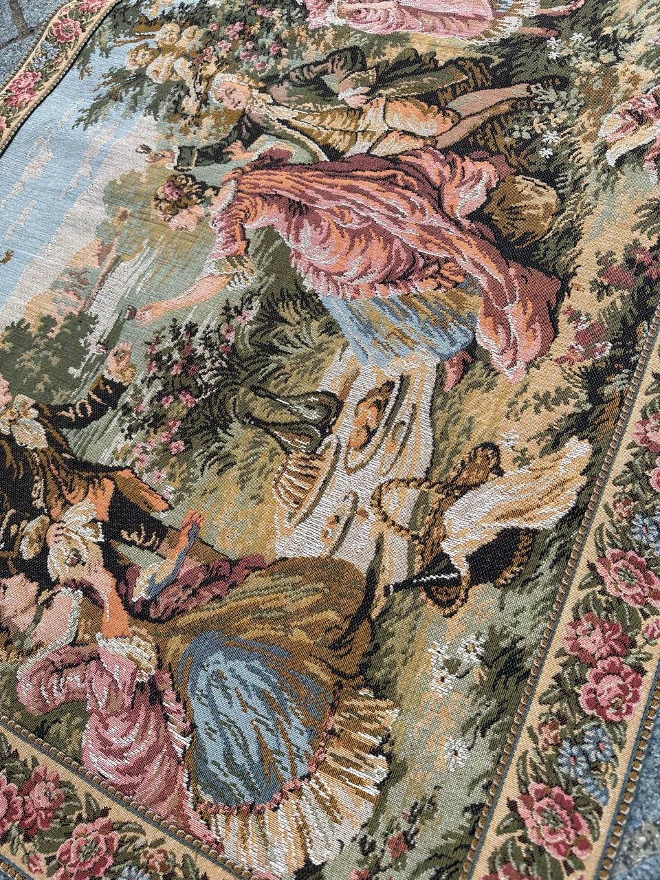 Bobyrug’s Pretty vintage French Jacquard Tapestry Aubusson style  For Sale 8