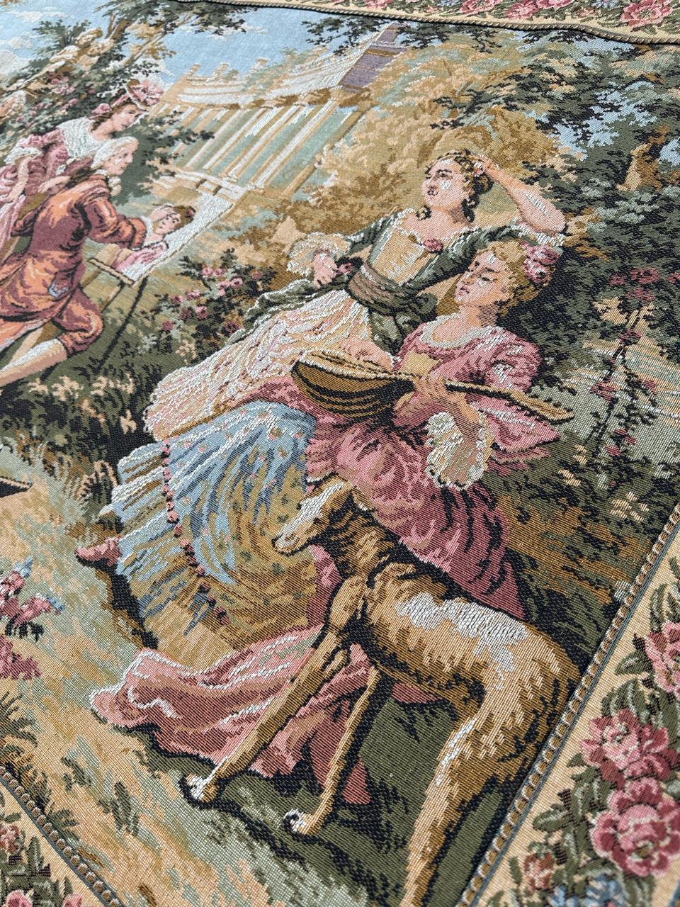 Bobyrug’s Pretty vintage French Jacquard Tapestry Aubusson style  For Sale 9