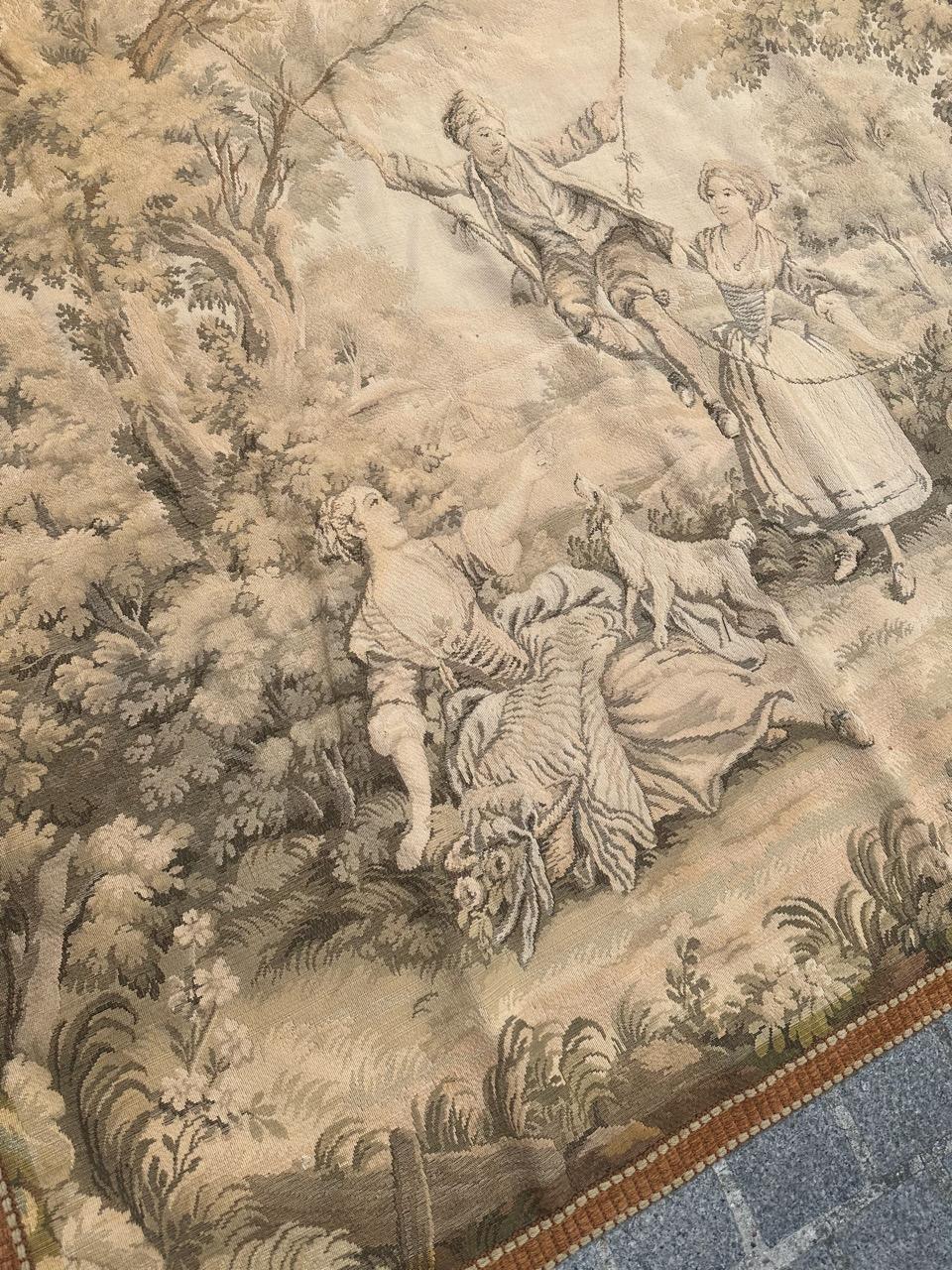 Schöner französischer Jacquard-Wandteppich im Aubusson-Stil im Vintage-Stil im Angebot 9