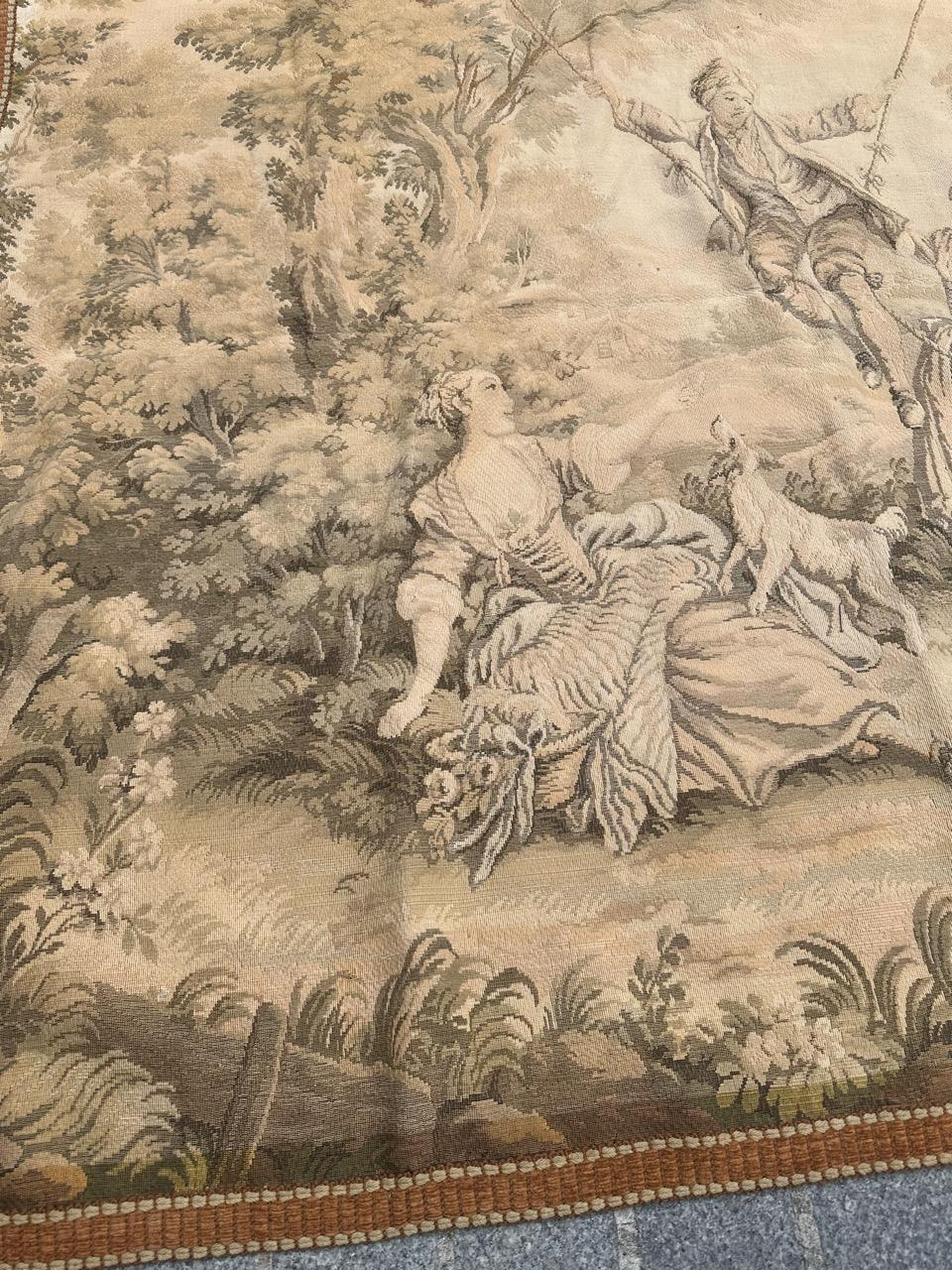 Schöner französischer Jacquard-Wandteppich im Aubusson-Stil im Vintage-Stil im Angebot 10